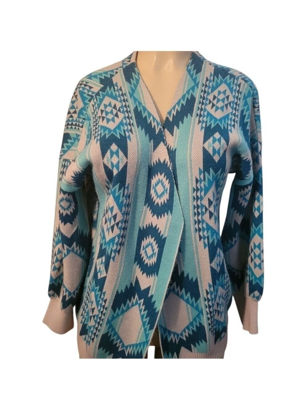 Crazy Train Blue Cardigan Sweater Medium Western Rodeo Country